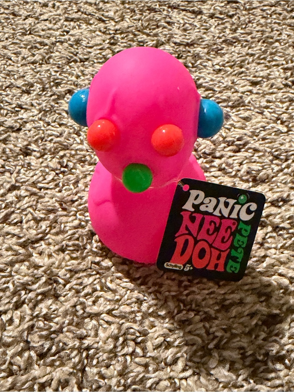 Schylling NeeDoh Panic Pete pink Sensory Squeeze Toy Popping Eyes Ears Nose